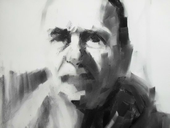 Portret, houtskool, Veerle Stevens